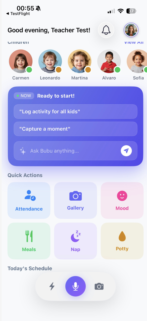 Bubu Nursery dashboard screenshot